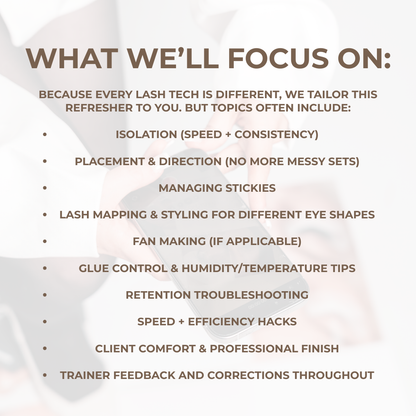 1-1 Lash Extension Refresher Course